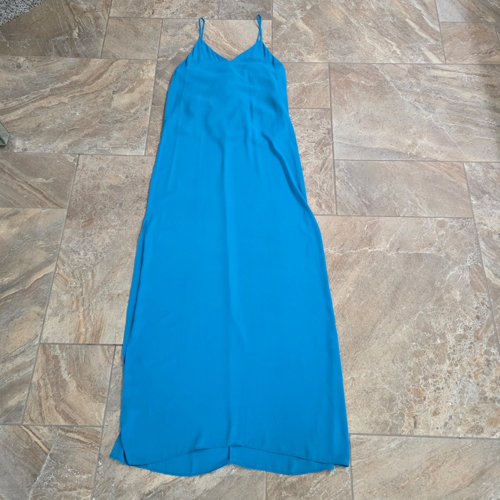 Alice‎ + Olivia Turquoise Blue V-Neck Spaghetti Strap Maxi Dress  Size 4